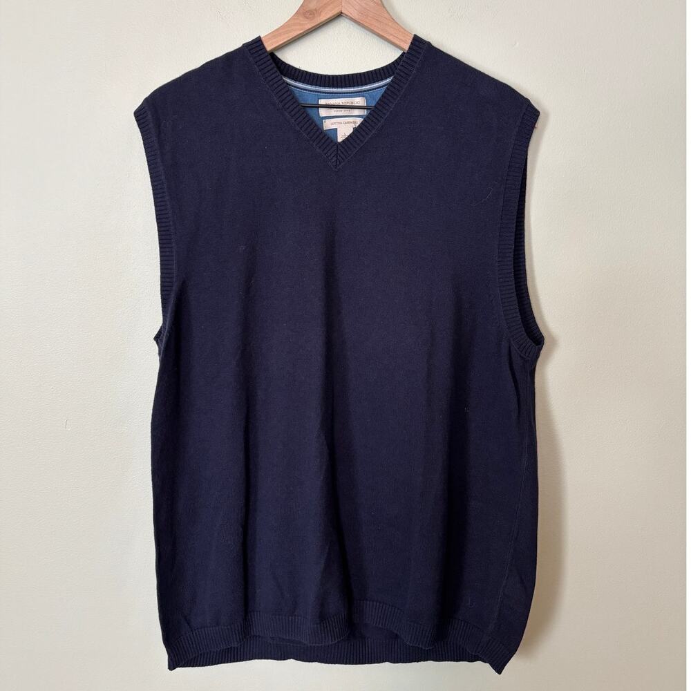 Banana Republic Cotton Cashmere Sweater Vest Large Blue Navy